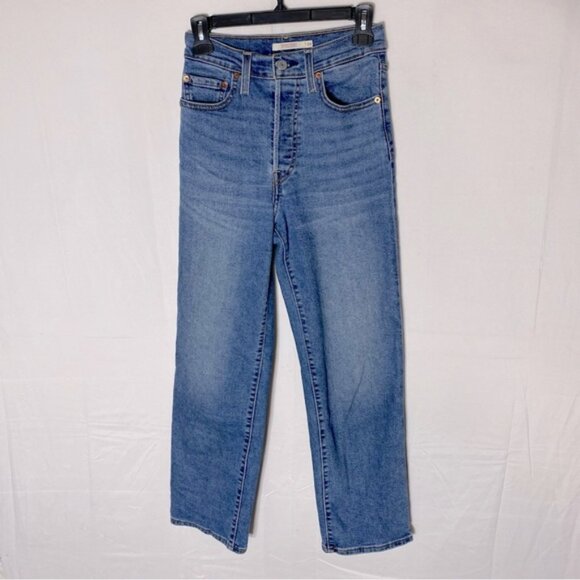 Levi’s Med Wash Ribcage Straight High Rise Button Fly Straight leg Jeans 24 - Picture 1 of 16